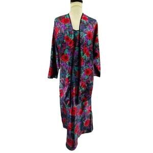 Vintage Delicates Kimono Robe Rich Colorful Floral Medium